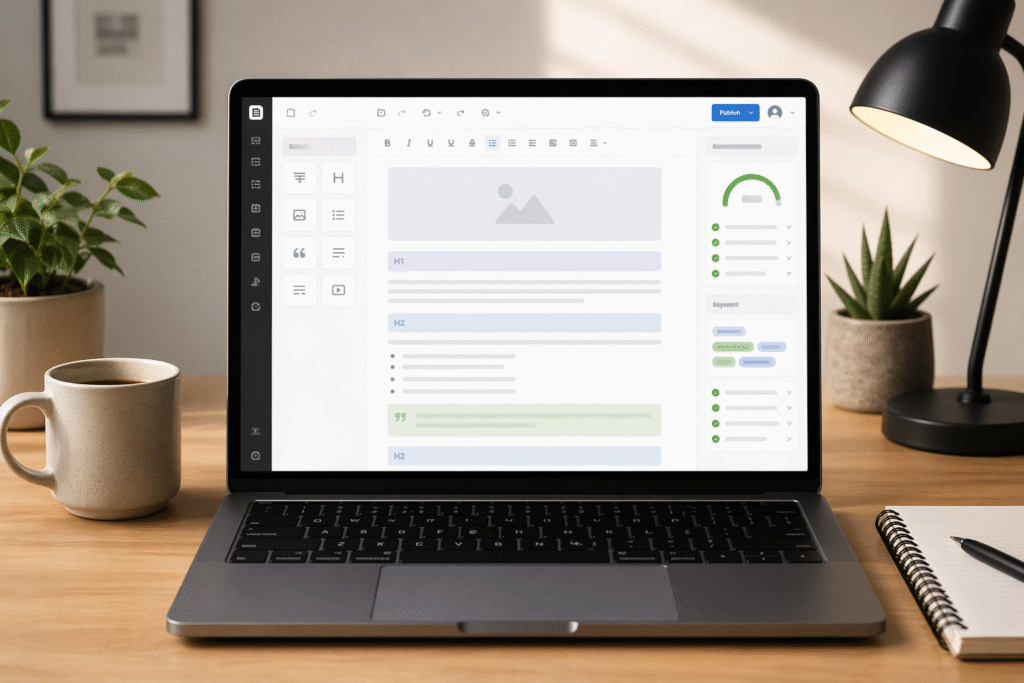On-page SEO concept showing structured content, headings, and optimization elements for Types of SEO