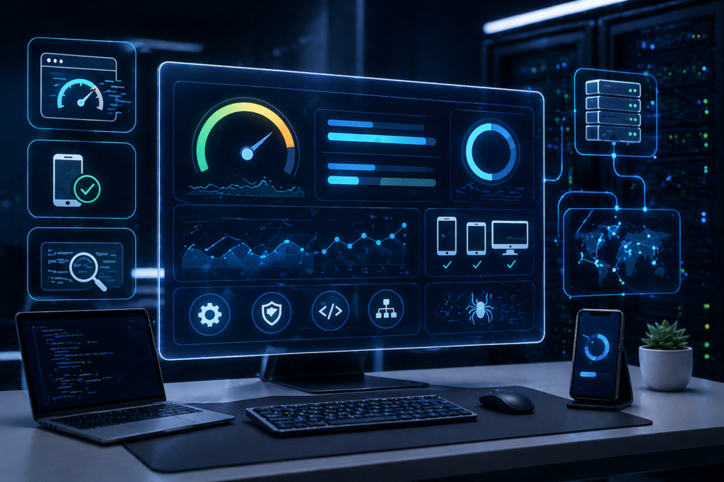 Advanced technical SEO system showing performance tracking and responsiveness in Types of SEO